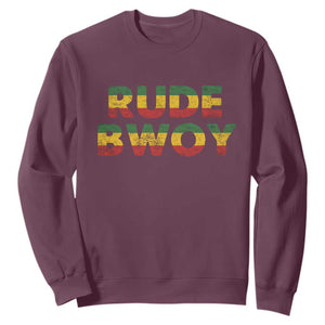 Rude Boy Sweatshirt Jamaican Rasta Reggae Roots Gifts Jamaica TS10 Maroon Print Your Wear