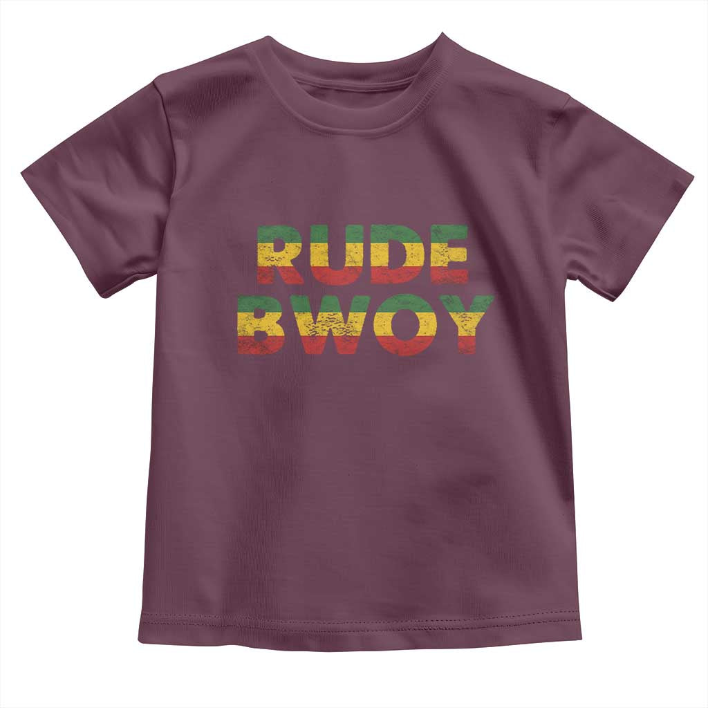 Rude Boy Toddler T Shirt Jamaican Rasta Reggae Roots Gifts Jamaica TS10 Maroon Print Your Wear