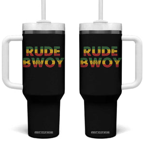 Rude Boy Tumbler With Handle Jamaican Rasta Reggae Roots Gifts Jamaica TS10 One Size: 40 oz Black Print Your Wear