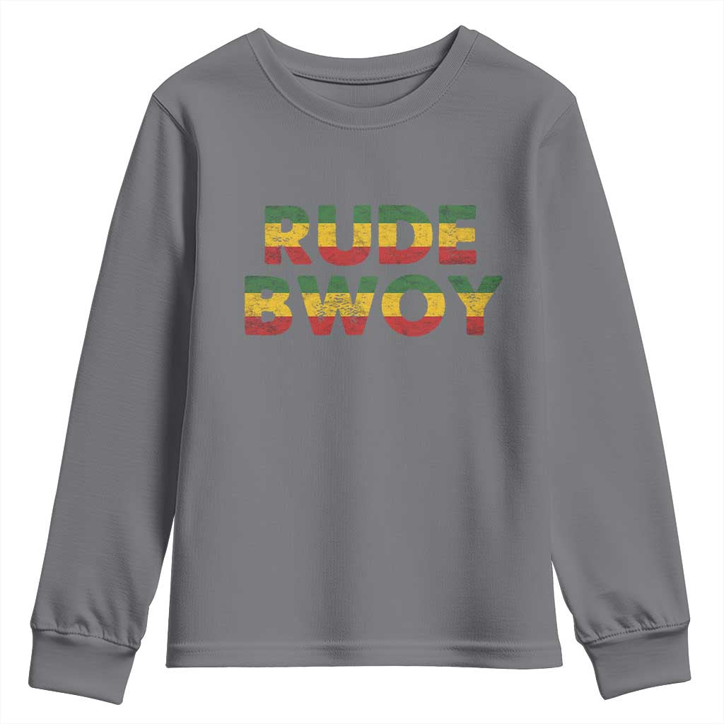 Rude Boy Youth Sweatshirt Jamaican Rasta Reggae Roots Gifts Jamaica TS10 Charcoal Print Your Wear