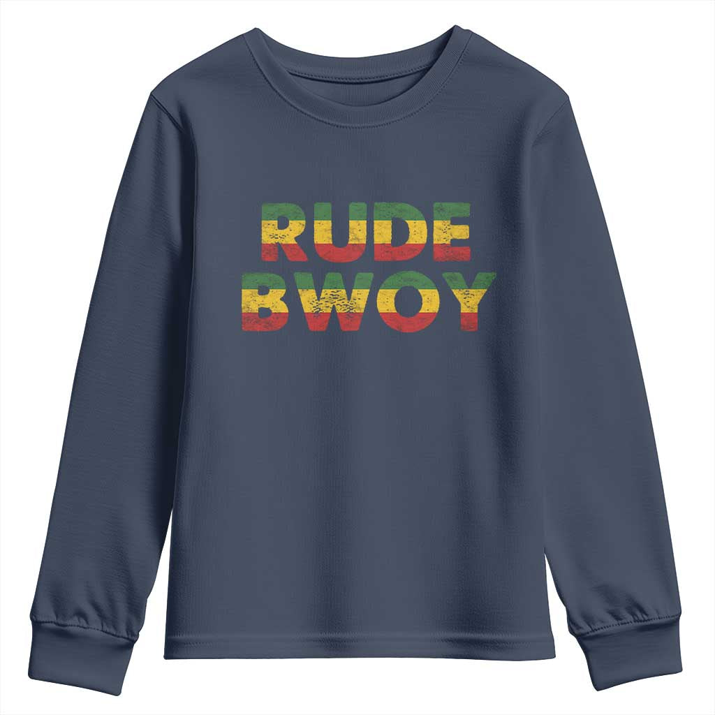 Rude Boy Youth Sweatshirt Jamaican Rasta Reggae Roots Gifts Jamaica TS10 Navy Print Your Wear