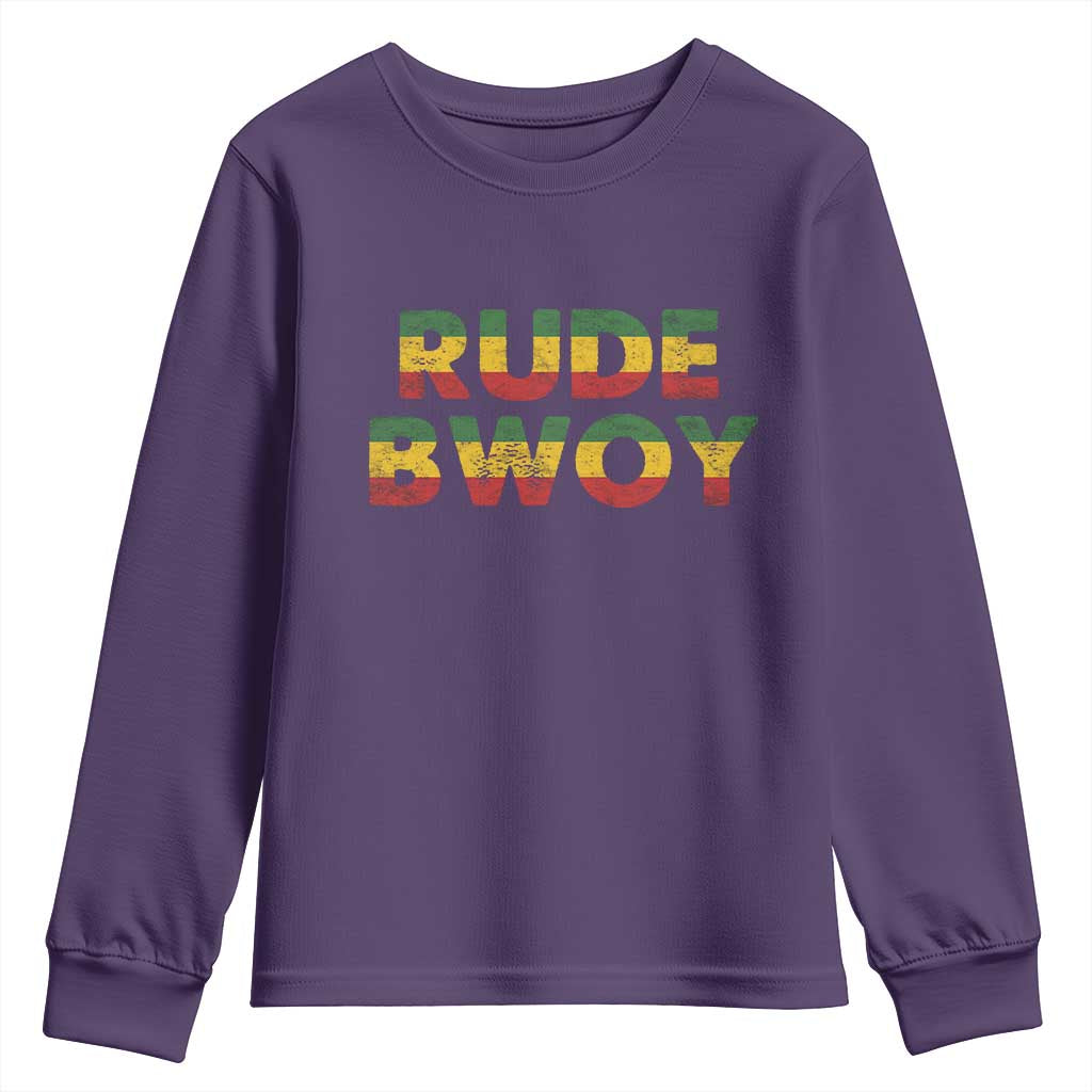 Rude Boy Youth Sweatshirt Jamaican Rasta Reggae Roots Gifts Jamaica TS10 Purple Print Your Wear