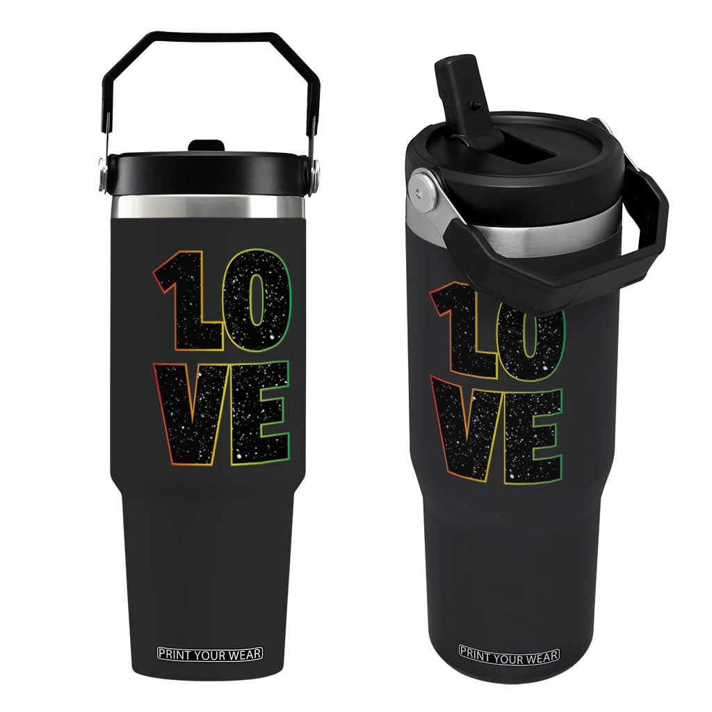 One Love Jamaican Rasta Reggage Music Flip Straw Tumbler TS10 One Size: 30 oz Black Print Your Wear