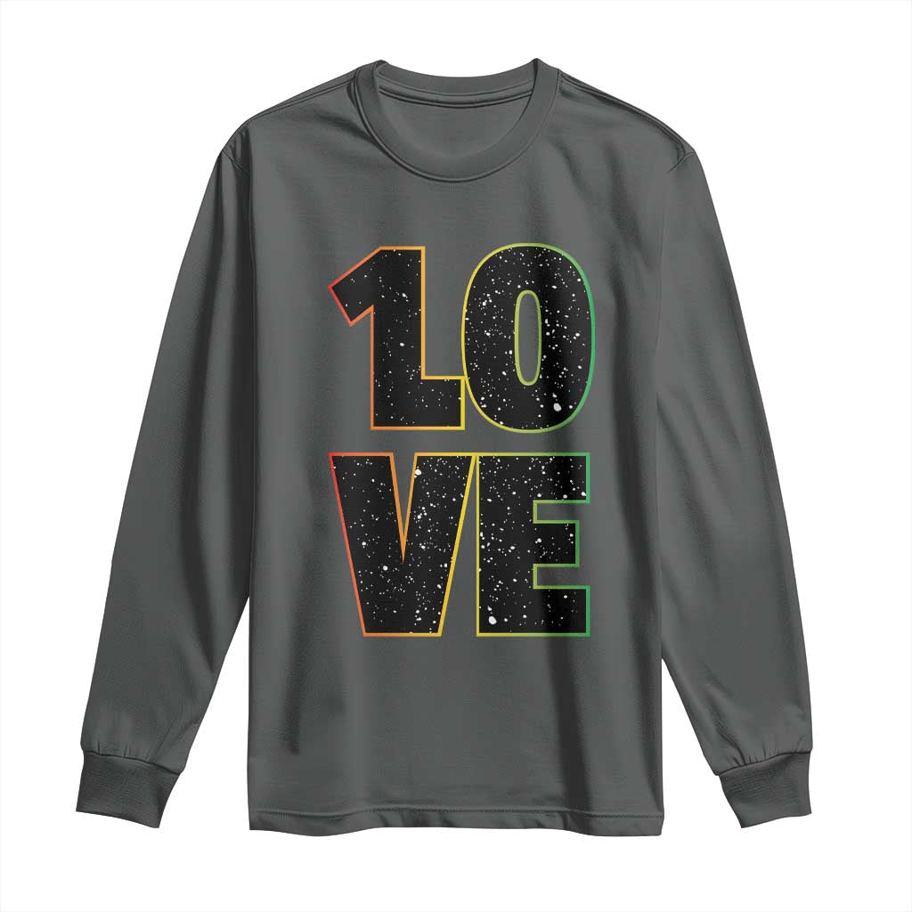 One Love Jamaican Rasta Reggage Music Long Sleeve Shirt TS10 Dark Heather Print Your Wear