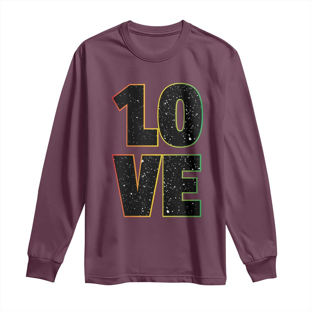 One Love Jamaican Rasta Reggage Music Long Sleeve Shirt TS10 Maroon Print Your Wear