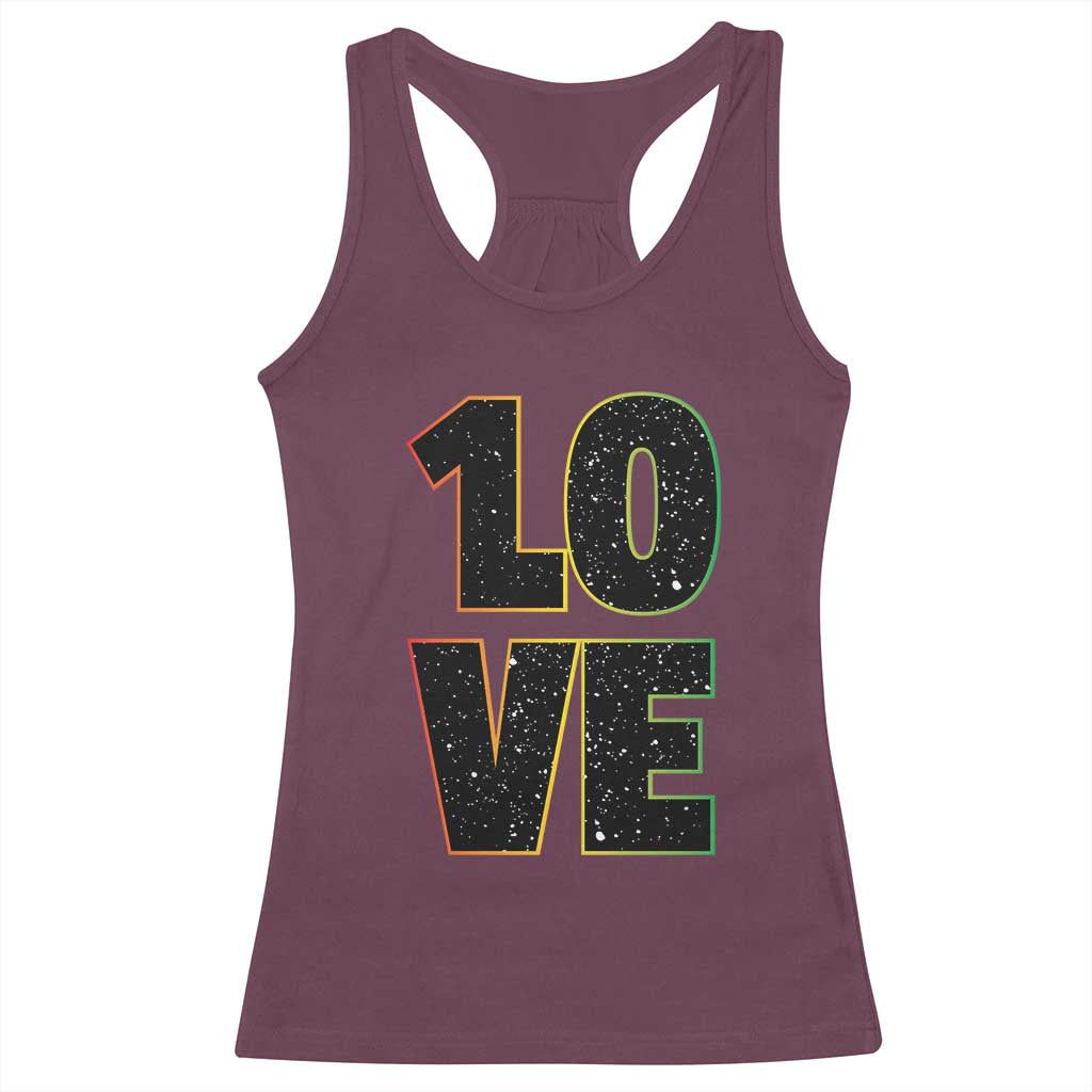One Love Jamaican Rasta Reggage Music Racerback Tank Top TS10 Maroon Print Your Wear