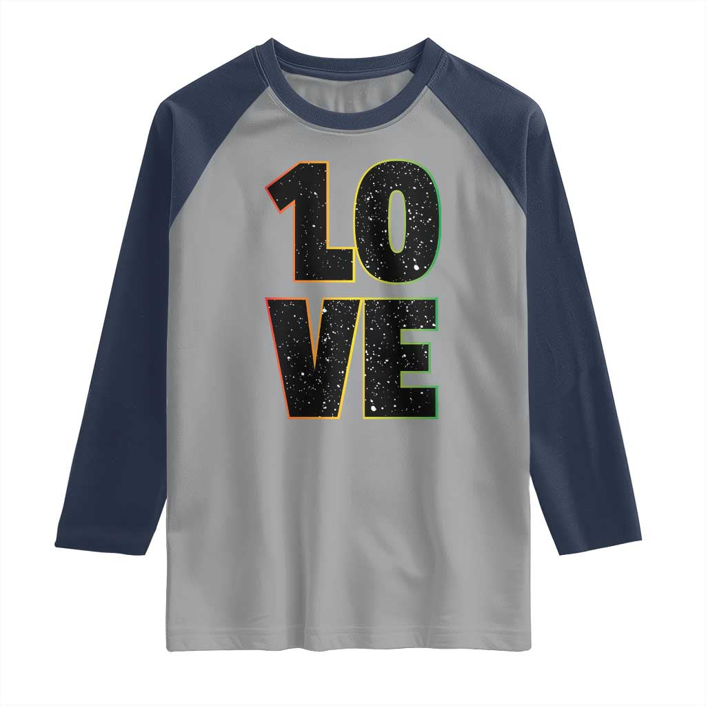 One Love Jamaican Rasta Reggage Music Raglan Shirt TS10 Sport Gray Navy Print Your Wear