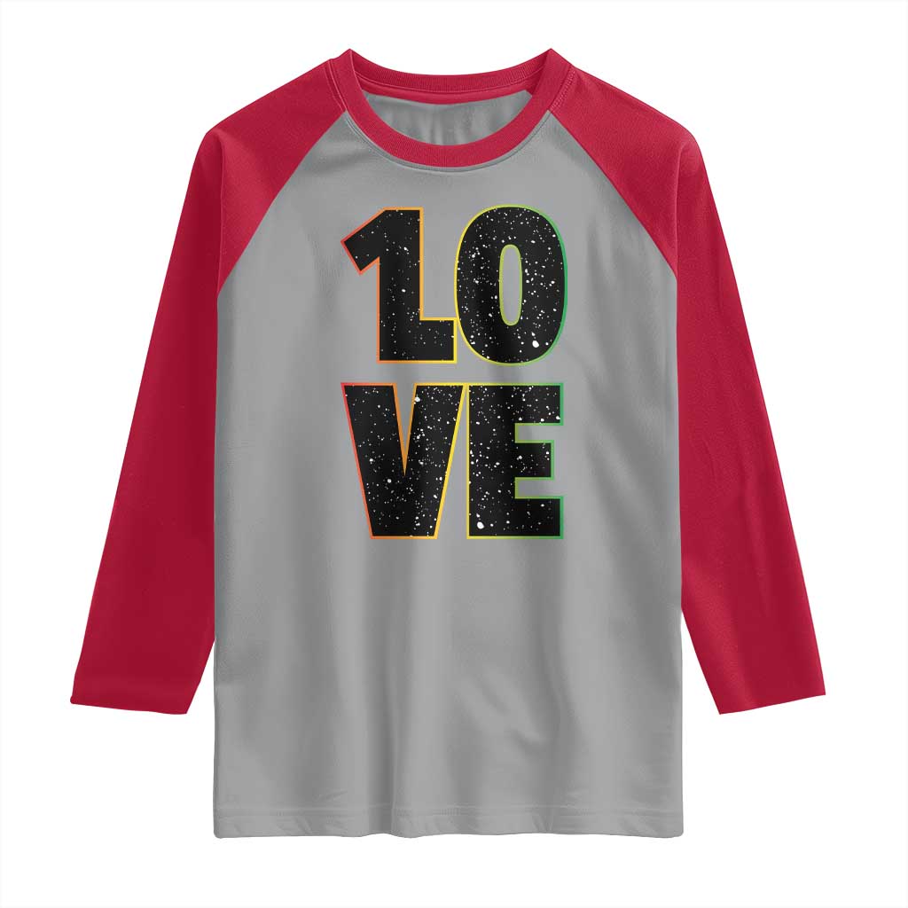 One Love Jamaican Rasta Reggage Music Raglan Shirt TS10 Sport Gray Red Print Your Wear