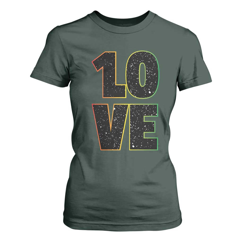 One Love Jamaican Rasta Reggage Music T Shirt For Women TS10 Dark Forest Green Print Your Wear