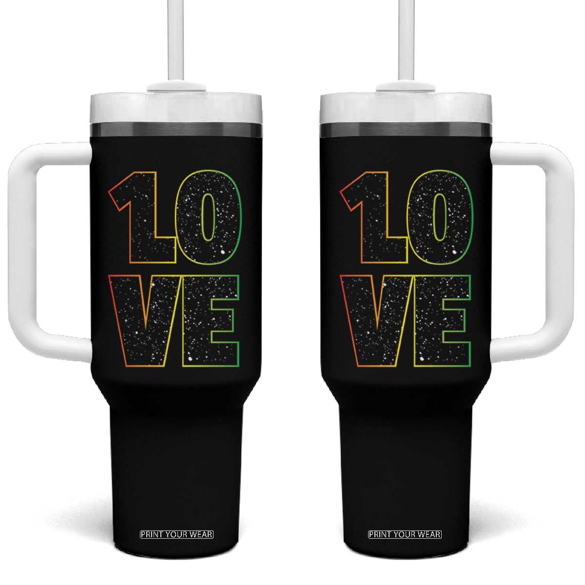 One Love Jamaican Rasta Reggage Music Tumbler With Handle TS10 One Size: 40 oz Black Print Your Wear
