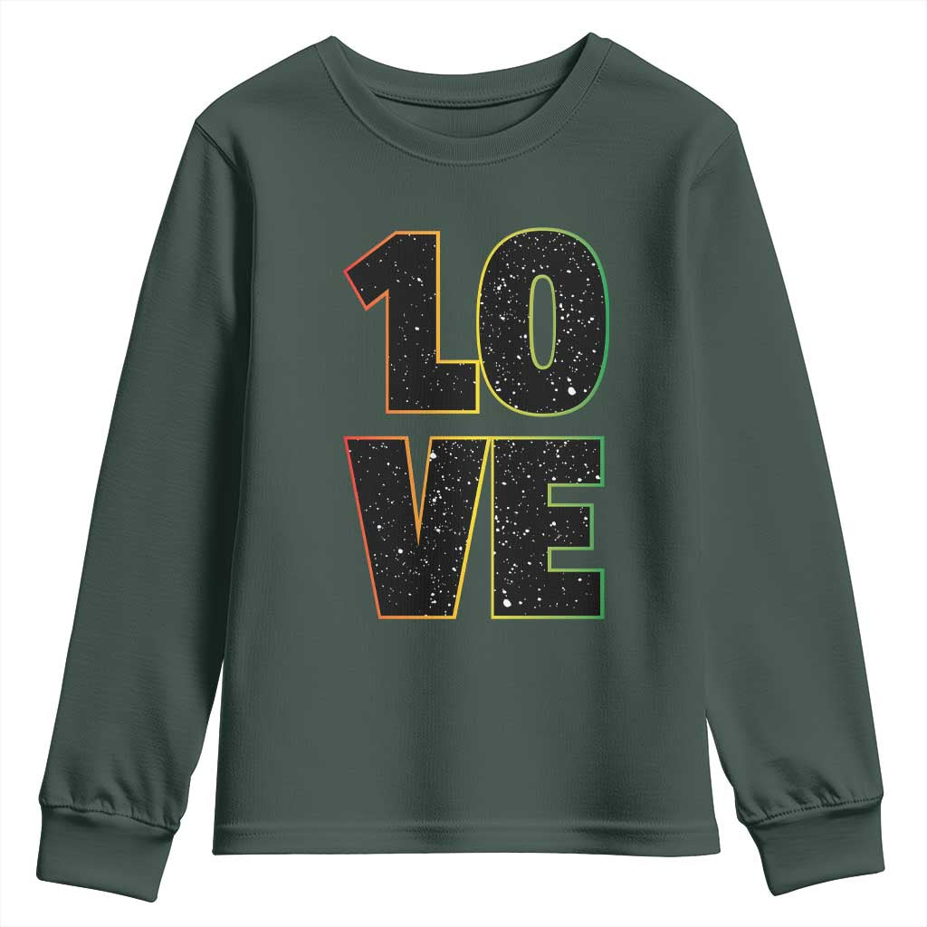 One Love Jamaican Rasta Reggage Music Youth Sweatshirt TS10 Dark Forest Green Print Your Wear