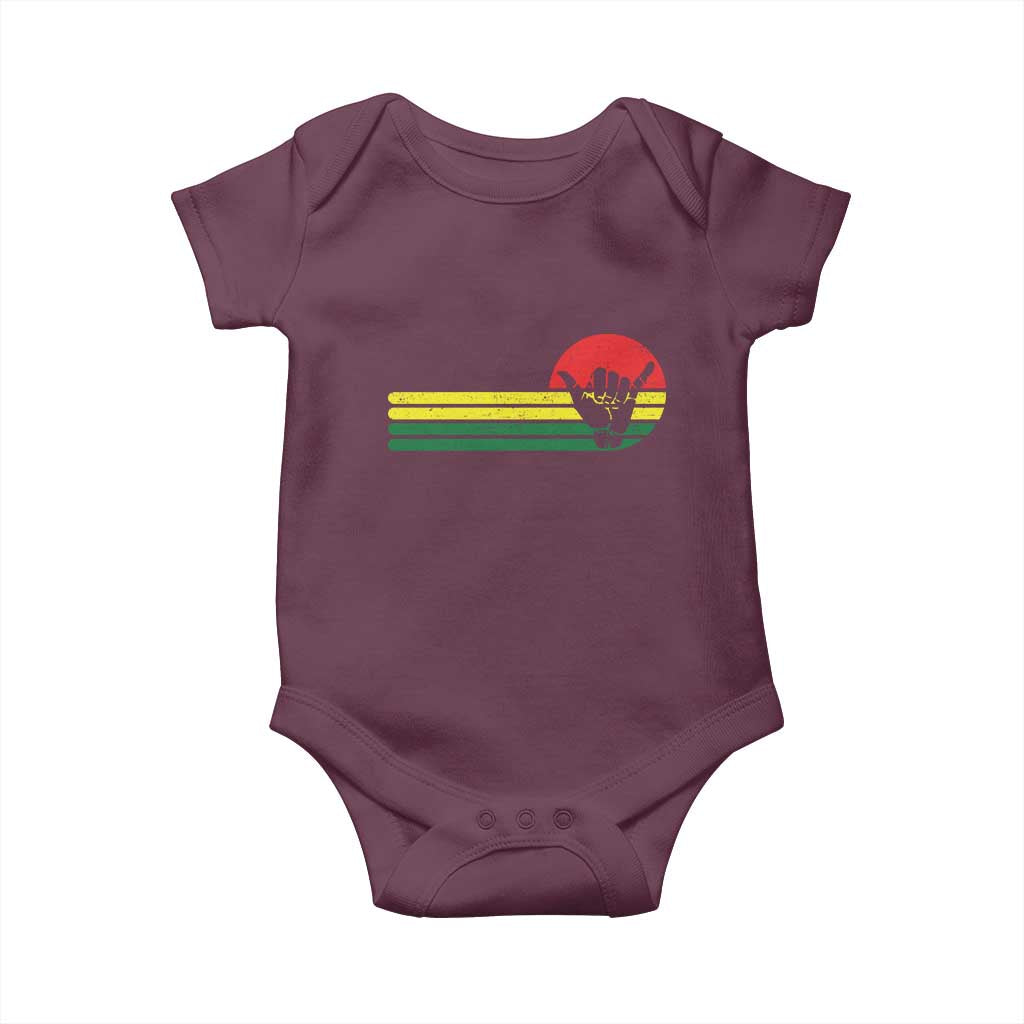 Rasta Reggae Shaka Hand Baby Onesie Retro Vintage Jamaica Flag Rasta Hawaii Shaka Sign TS10 Maroon Print Your Wear