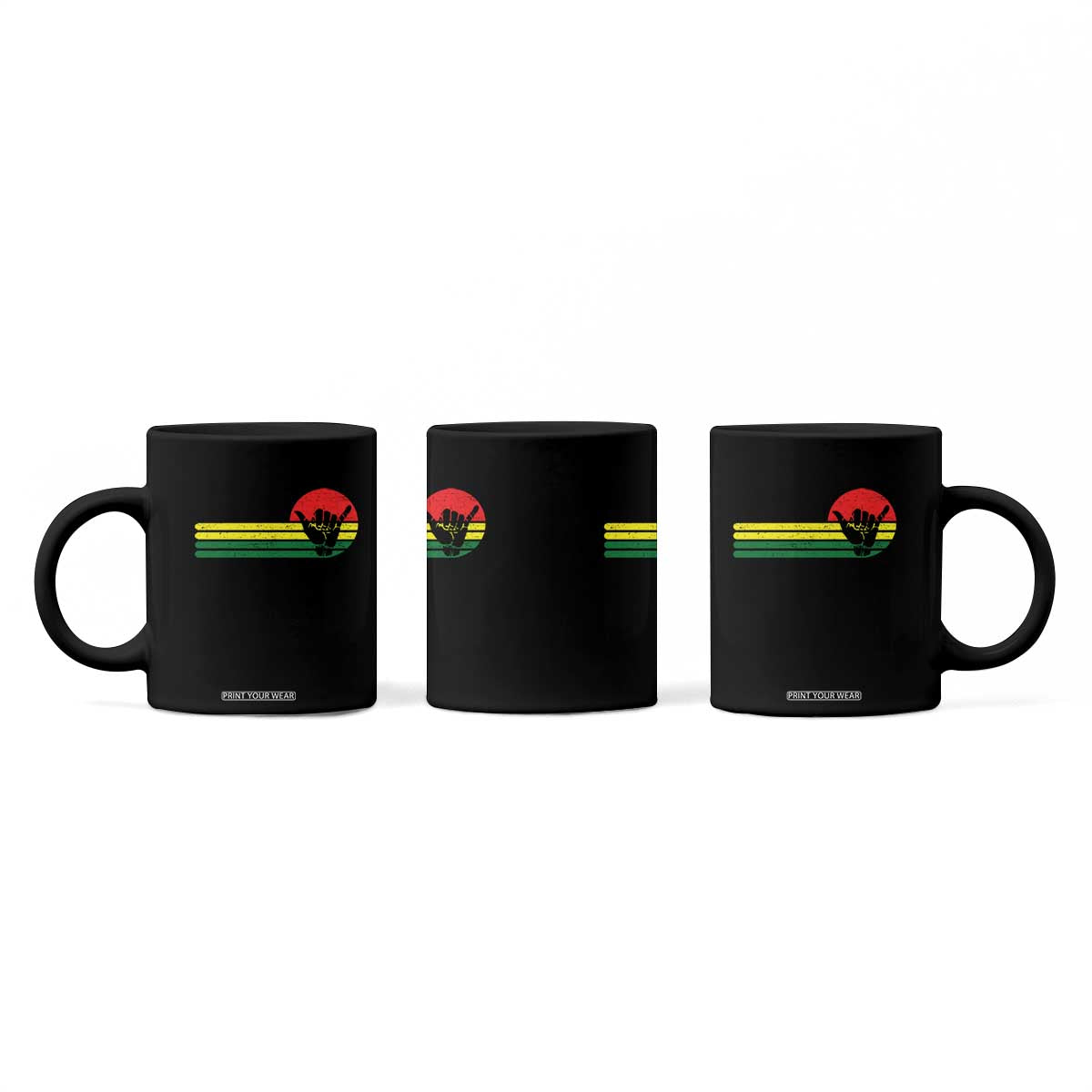 Rasta Reggae Shaka Hand Coffee Mug Retro Vintage Jamaica Flag Rasta Hawaii Shaka Sign TS10 Print Your Wear