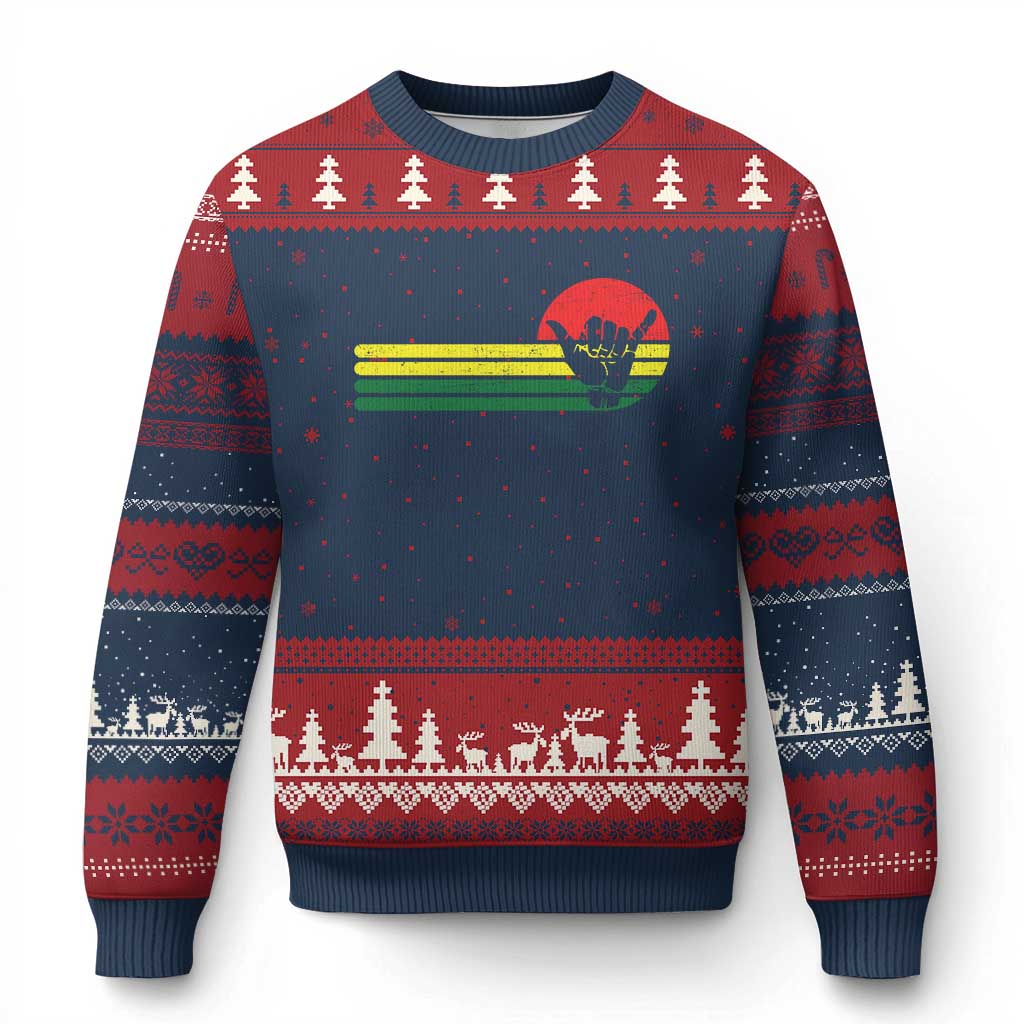 Rasta Reggae Shaka Hand Ugly Christmas Sweater Retro Vintage Jamaica Flag Rasta Hawaii Shaka Sign TS10 Navy Red Print Your Wear