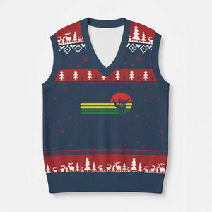 Rasta Reggae Shaka Hand V-Neck Knit Sweater Vest Retro Vintage Jamaica Flag Rasta Hawaii Shaka Sign TS10 Navy Red Print Your Wear