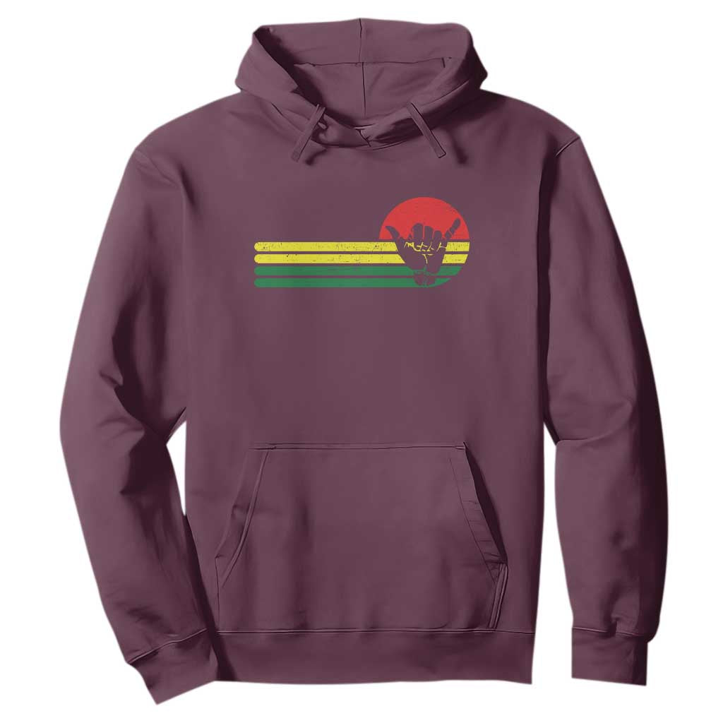 Rasta Reggae Shaka Hand Hoodie Retro Vintage Jamaica Flag Rasta Hawaii Shaka Sign TS10 Maroon Print Your Wear