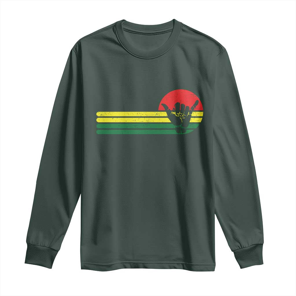 Rasta Reggae Shaka Hand Long Sleeve Shirt Retro Vintage Jamaica Flag Rasta Hawaii Shaka Sign TS10 Dark Forest Green Print Your Wear