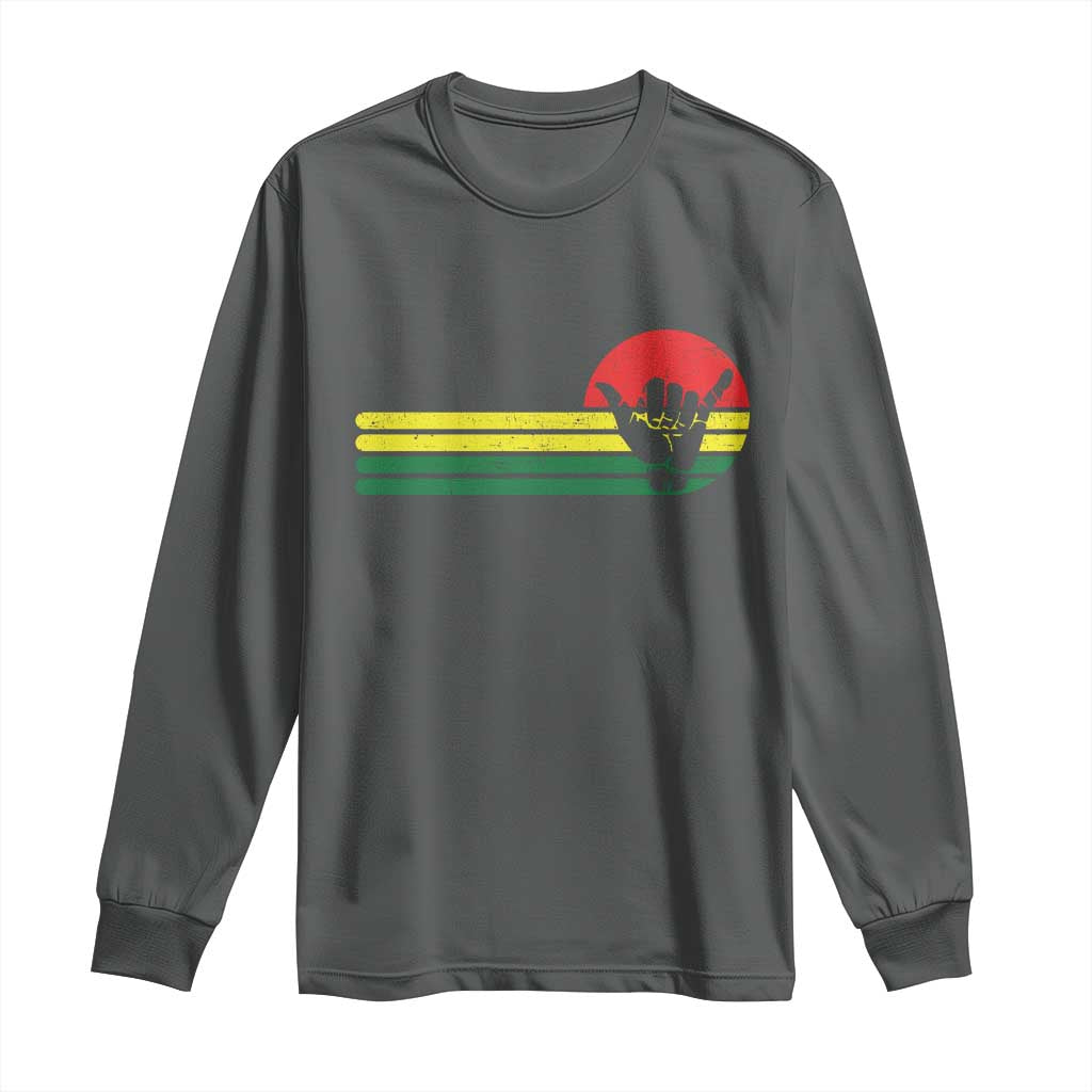 Rasta Reggae Shaka Hand Long Sleeve Shirt Retro Vintage Jamaica Flag Rasta Hawaii Shaka Sign TS10 Dark Heather Print Your Wear