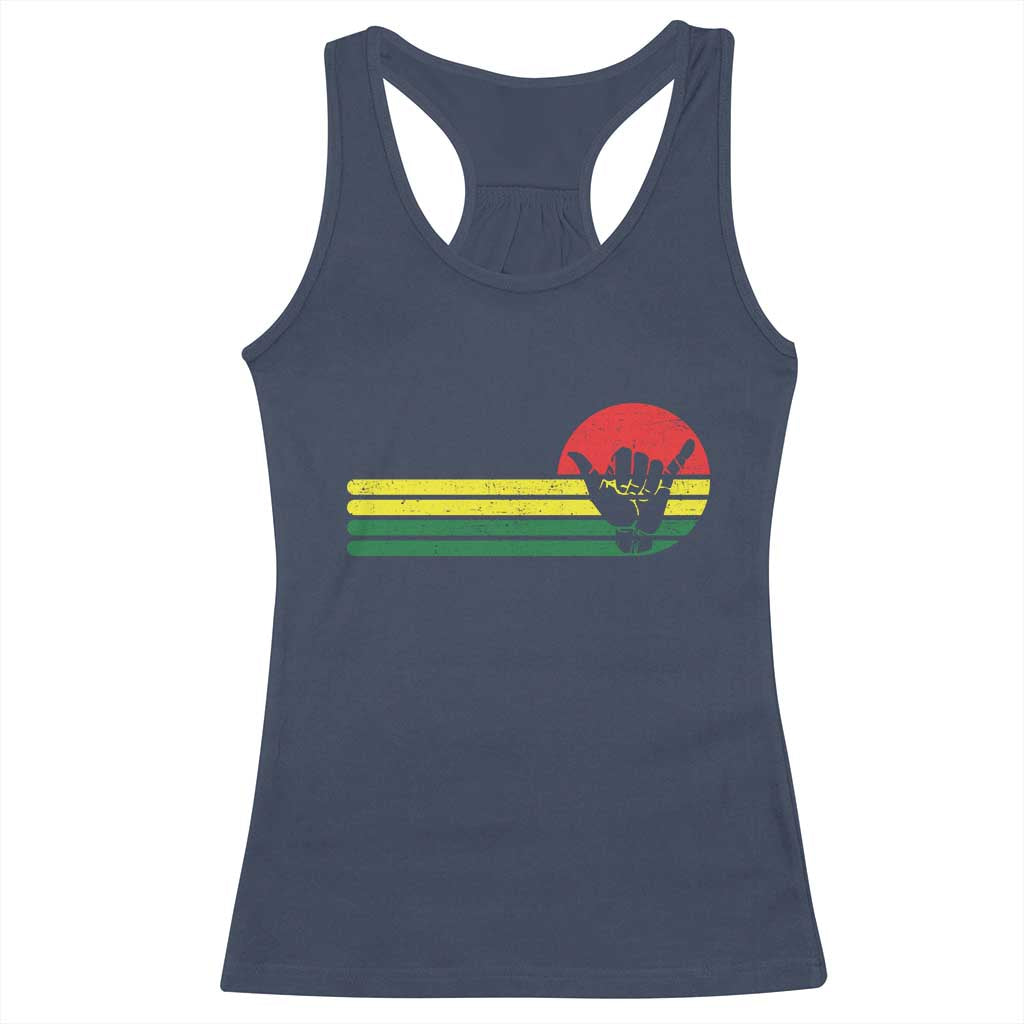 Rasta Reggae Shaka Hand Racerback Tank Top Retro Vintage Jamaica Flag Rasta Hawaii Shaka Sign TS10 Navy Print Your Wear