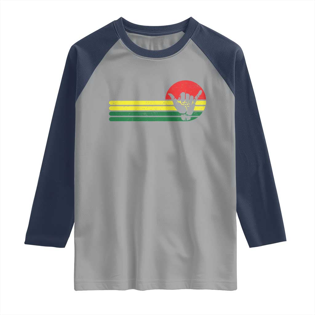 Rasta Reggae Shaka Hand Raglan Shirt Retro Vintage Jamaica Flag Rasta Hawaii Shaka Sign TS10 Sport Gray Navy Print Your Wear