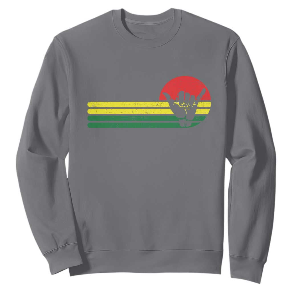Rasta Reggae Shaka Hand Sweatshirt Retro Vintage Jamaica Flag Rasta Hawaii Shaka Sign TS10 Charcoal Print Your Wear
