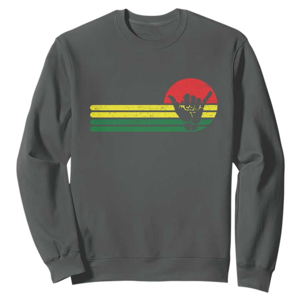 Rasta Reggae Shaka Hand Sweatshirt Retro Vintage Jamaica Flag Rasta Hawaii Shaka Sign TS10 Dark Heather Print Your Wear