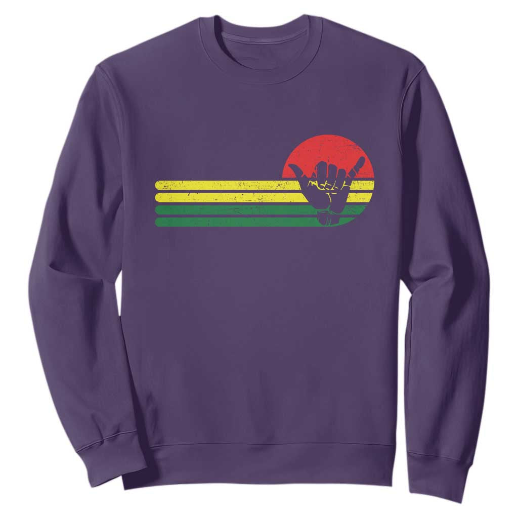 Rasta Reggae Shaka Hand Sweatshirt Retro Vintage Jamaica Flag Rasta Hawaii Shaka Sign TS10 Purple Print Your Wear
