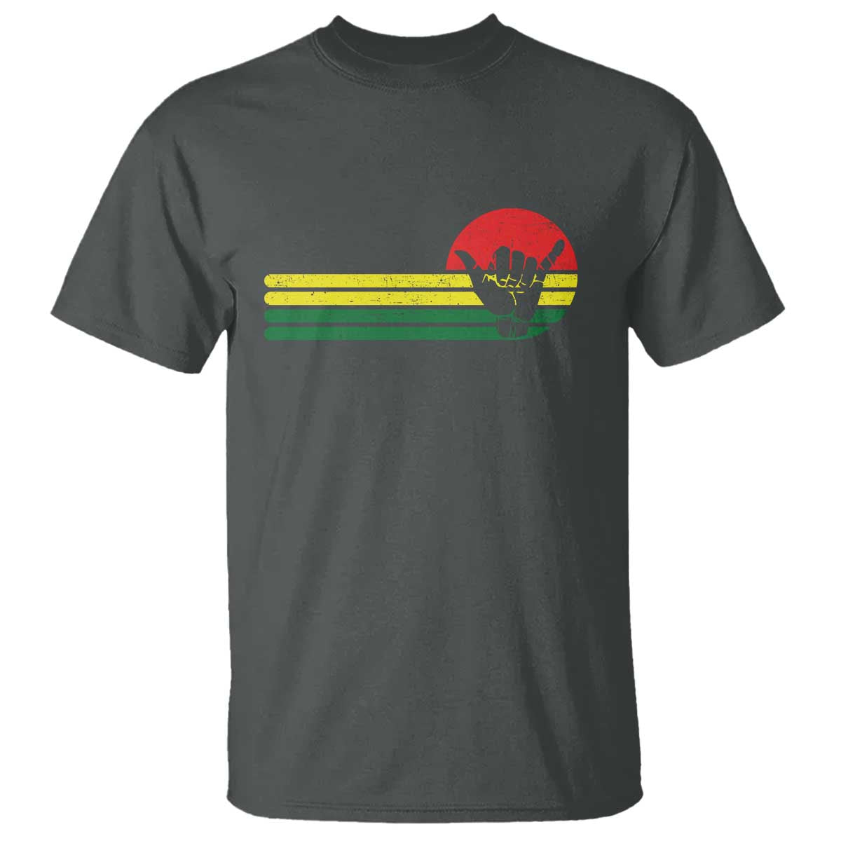 Rasta Reggae Shaka Hand T Shirt Retro Vintage Jamaica Flag Rasta Hawaii Shaka Sign TS10 Dark Heather Print Your Wear