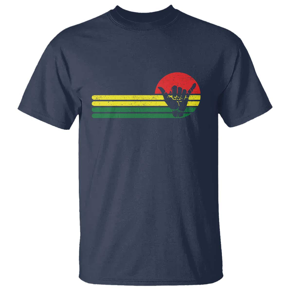 Rasta Reggae Shaka Hand T Shirt Retro Vintage Jamaica Flag Rasta Hawaii Shaka Sign TS10 Navy Print Your Wear
