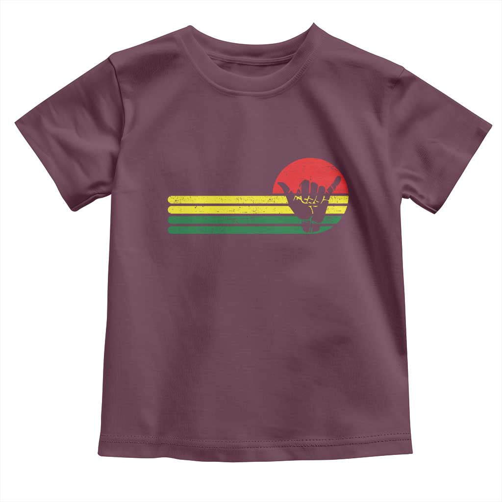 Rasta Reggae Shaka Hand Toddler T Shirt Retro Vintage Jamaica Flag Rasta Hawaii Shaka Sign TS10 Maroon Print Your Wear