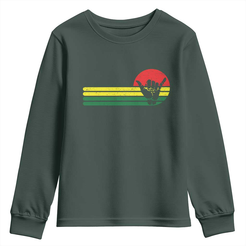 Rasta Reggae Shaka Hand Youth Sweatshirt Retro Vintage Jamaica Flag Rasta Hawaii Shaka Sign TS10 Dark Forest Green Print Your Wear