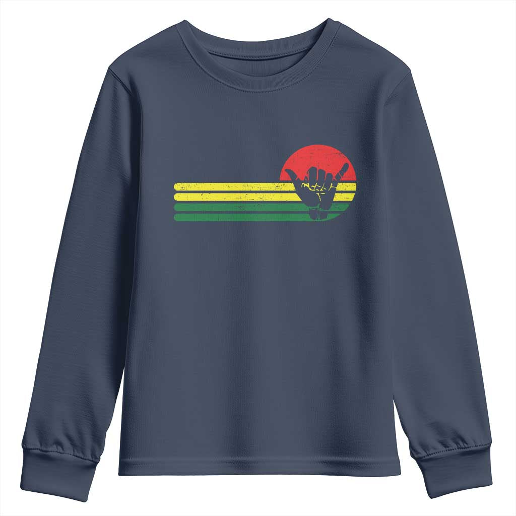 Rasta Reggae Shaka Hand Youth Sweatshirt Retro Vintage Jamaica Flag Rasta Hawaii Shaka Sign TS10 Navy Print Your Wear