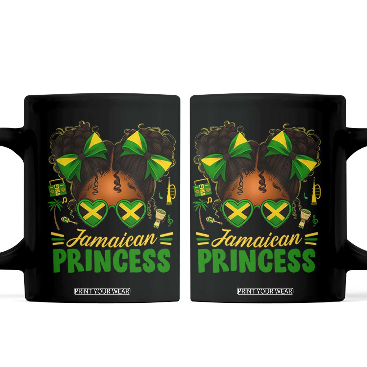 Jamaica Princess Coffee Mug Proud Jamaican Afro Black Girls Jamaica Flag Pride TS10 Black Print Your Wear