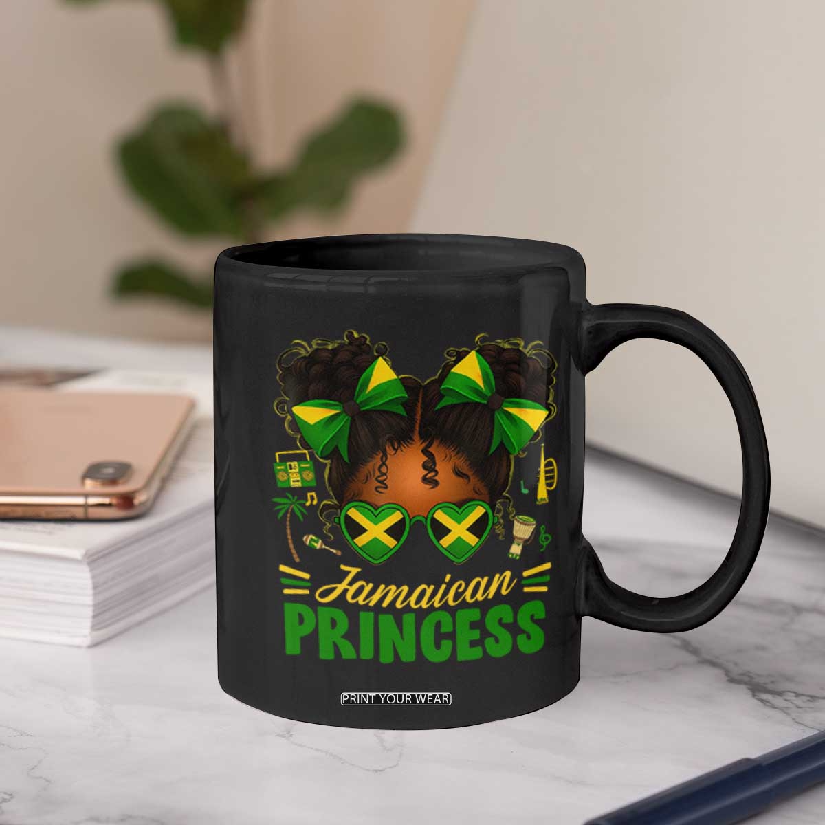 Jamaica Princess Coffee Mug Proud Jamaican Afro Black Girls Jamaica Flag Pride TS10 Print Your Wear