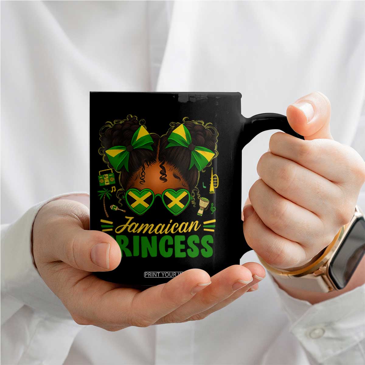 Jamaica Princess Coffee Mug Proud Jamaican Afro Black Girls Jamaica Flag Pride TS10 Print Your Wear