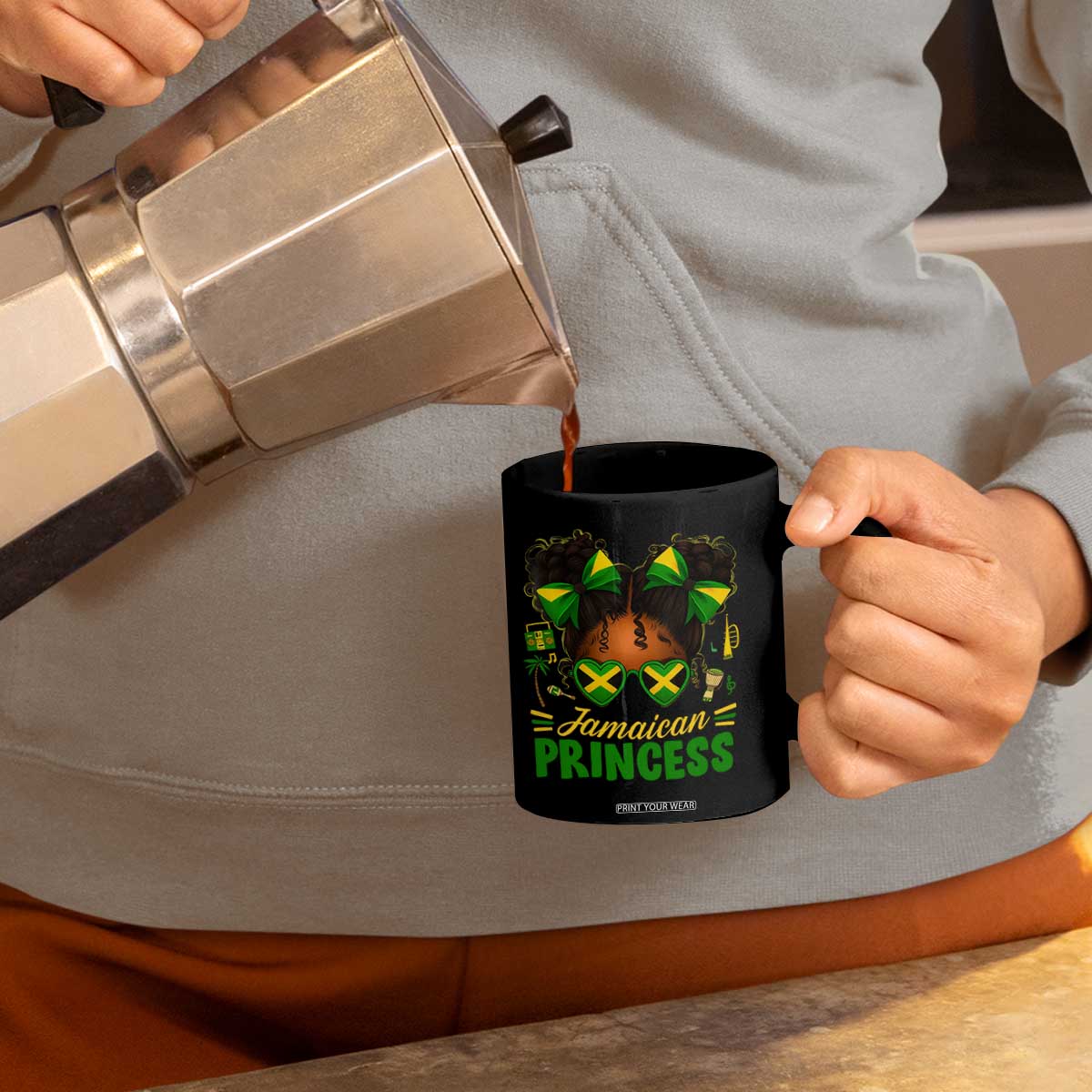 Jamaica Princess Coffee Mug Proud Jamaican Afro Black Girls Jamaica Flag Pride TS10 Print Your Wear