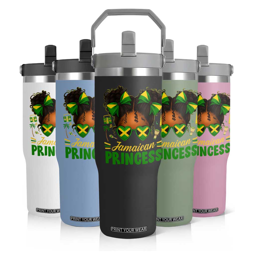 Jamaica Princess Flip Straw Tumbler Proud Jamaican Afro Black Girls Jamaica Flag Pride TS10 Print Your Wear