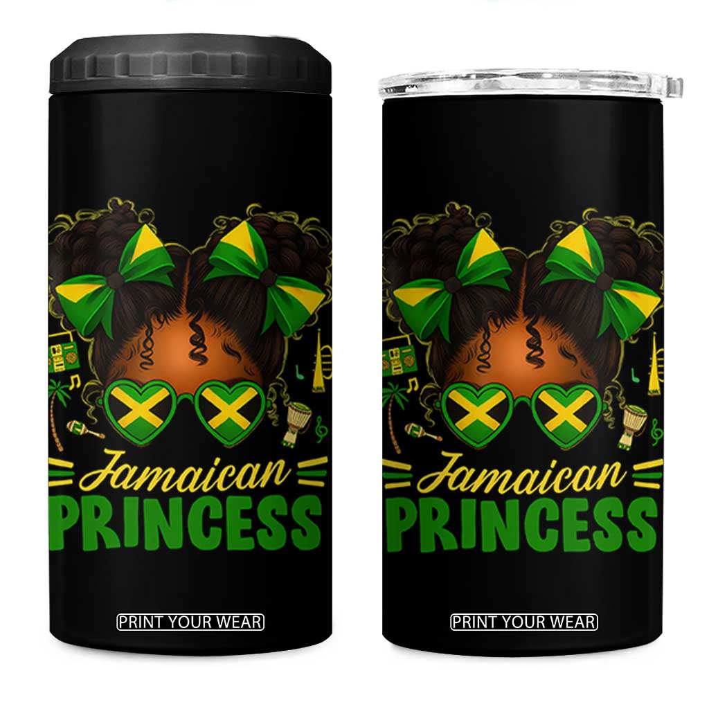 Jamaica Princess 4 in 1 Can Cooler Tumbler Proud Jamaican Afro Black Girls Jamaica Flag Pride TS10 One Size: 16 oz Black Print Your Wear