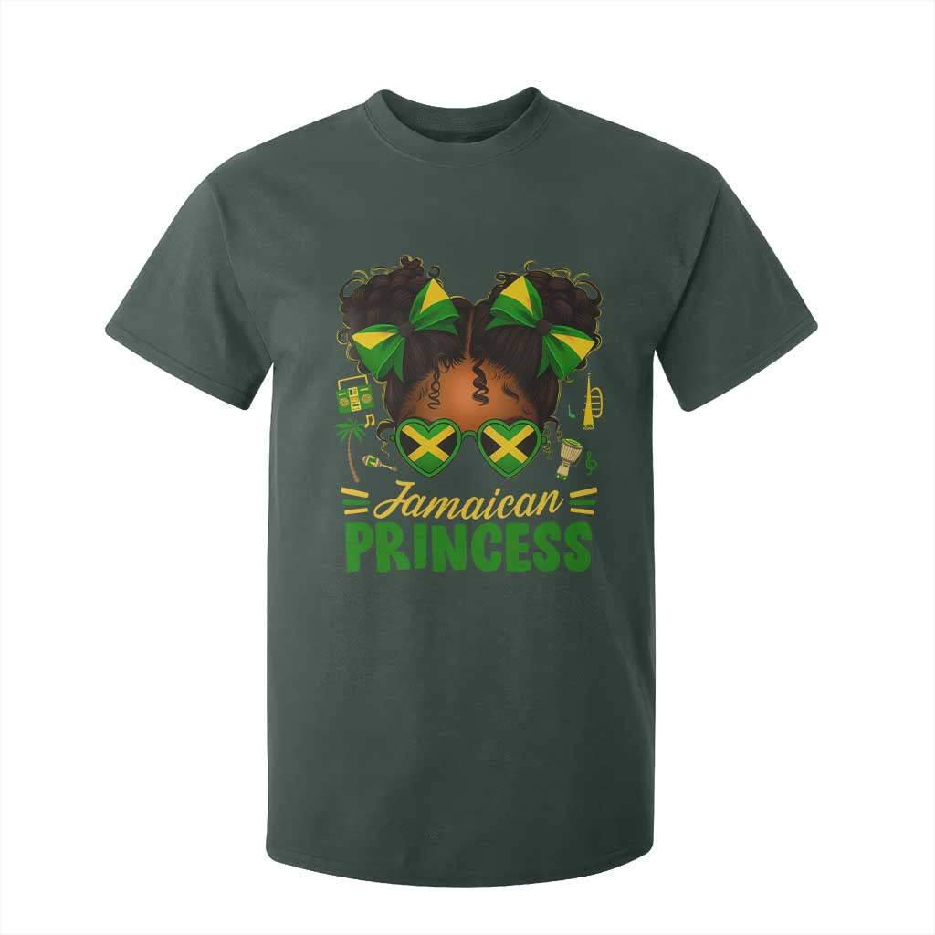 Jamaica Princess T Shirt For Kid Proud Jamaican Afro Black Girls Jamaica Flag Pride TS10 Dark Forest Green Print Your Wear