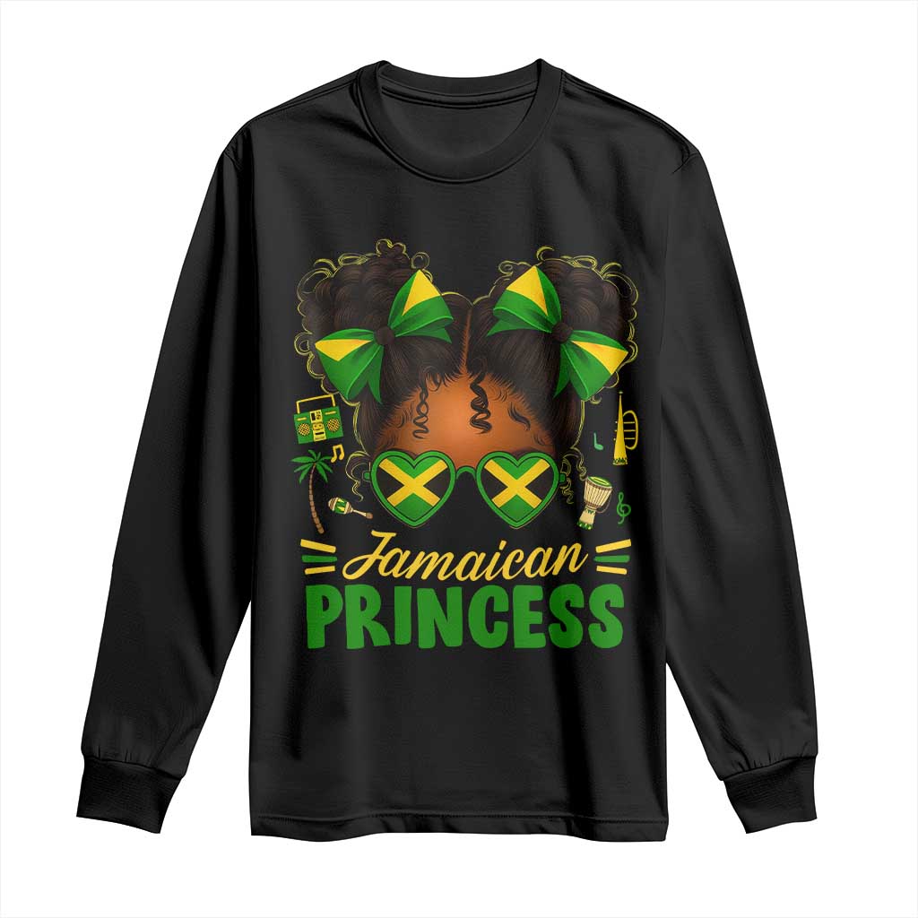Jamaica Princess Long Sleeve Shirt Proud Jamaican Afro Black Girls Jamaica Flag Pride TS10 Black Print Your Wear