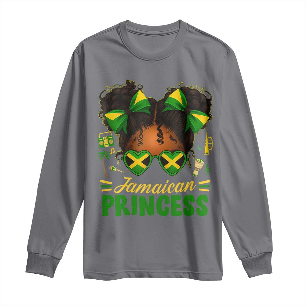 Jamaica Princess Long Sleeve Shirt Proud Jamaican Afro Black Girls Jamaica Flag Pride TS10 Charcoal Print Your Wear
