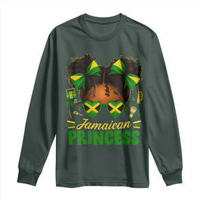 Jamaica Princess Long Sleeve Shirt Proud Jamaican Afro Black Girls Jamaica Flag Pride TS10 Dark Forest Green Print Your Wear