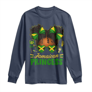 Jamaica Princess Long Sleeve Shirt Proud Jamaican Afro Black Girls Jamaica Flag Pride TS10 Navy Print Your Wear