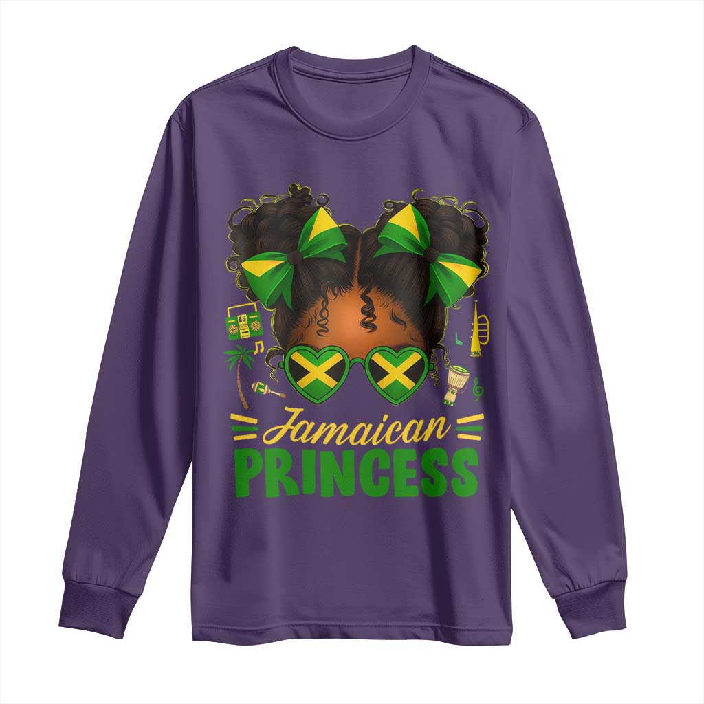 Jamaica Princess Long Sleeve Shirt Proud Jamaican Afro Black Girls Jamaica Flag Pride TS10 Purple Print Your Wear