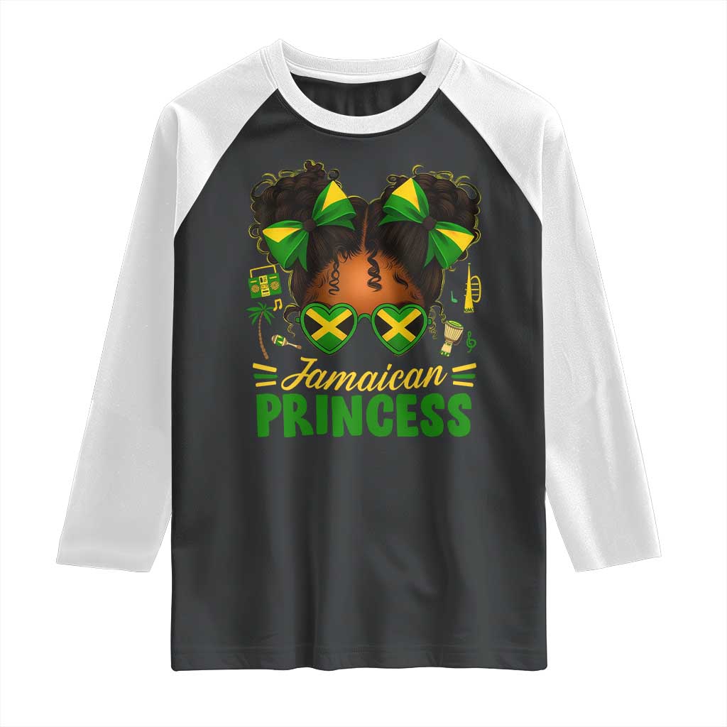 Jamaica Princess Raglan Shirt Proud Jamaican Afro Black Girls Jamaica Flag Pride TS10 Black White Print Your Wear