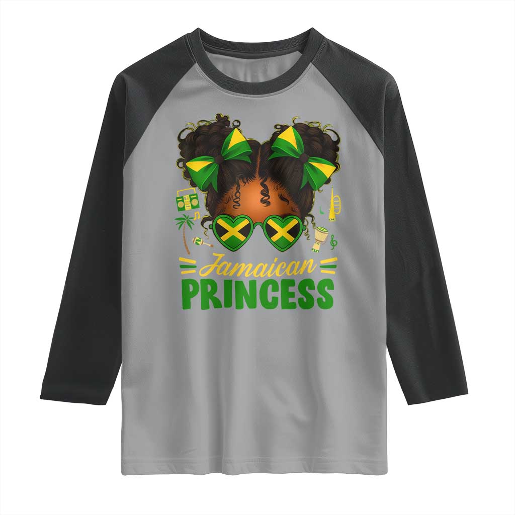 Jamaica Princess Raglan Shirt Proud Jamaican Afro Black Girls Jamaica Flag Pride TS10 Sport Gray Black Print Your Wear