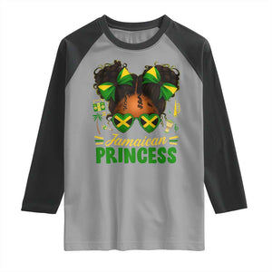 Jamaica Princess Raglan Shirt Proud Jamaican Afro Black Girls Jamaica Flag Pride TS10 Sport Gray Black Print Your Wear
