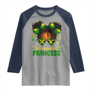 Jamaica Princess Raglan Shirt Proud Jamaican Afro Black Girls Jamaica Flag Pride TS10 Sport Gray Navy Print Your Wear