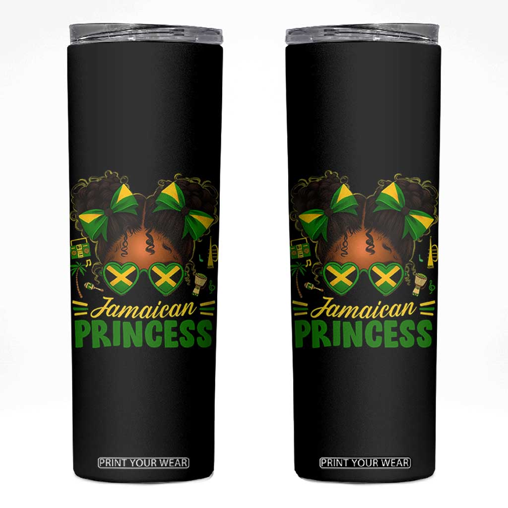 Jamaica Princess Skinny Tumbler Proud Jamaican Afro Black Girls Jamaica Flag Pride TS10 Black Print Your Wear