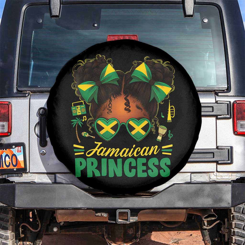 Jamaica Princess Spare Tire Cover Proud Jamaican Afro Black Girls Jamaica Flag Pride TS10 No hole Black Print Your Wear